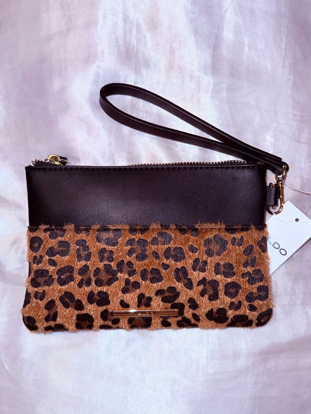 Aldo Leopard Print Wristlet Clutch in Black and Brown